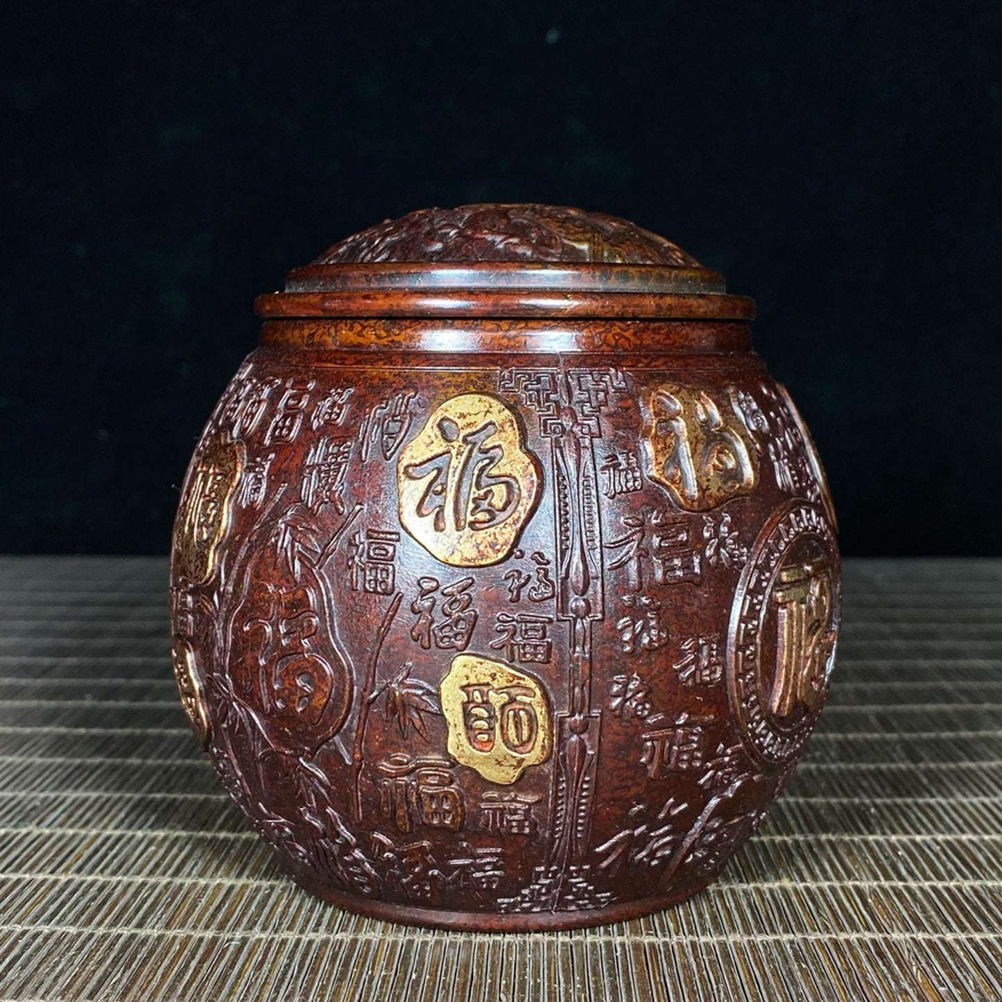 Purple Copper Gilded Gold Hundred Blessings Jar