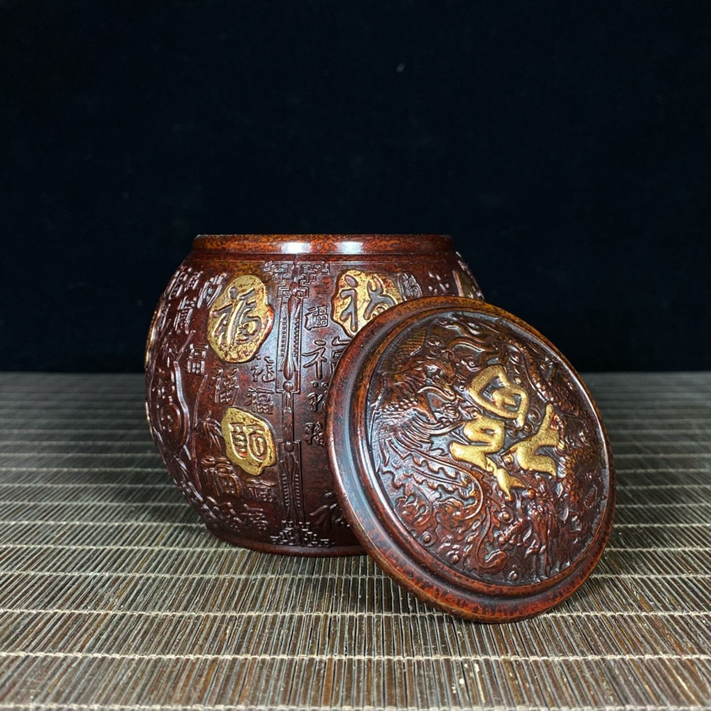 Purple Copper Gilded Gold Hundred Blessings Jar