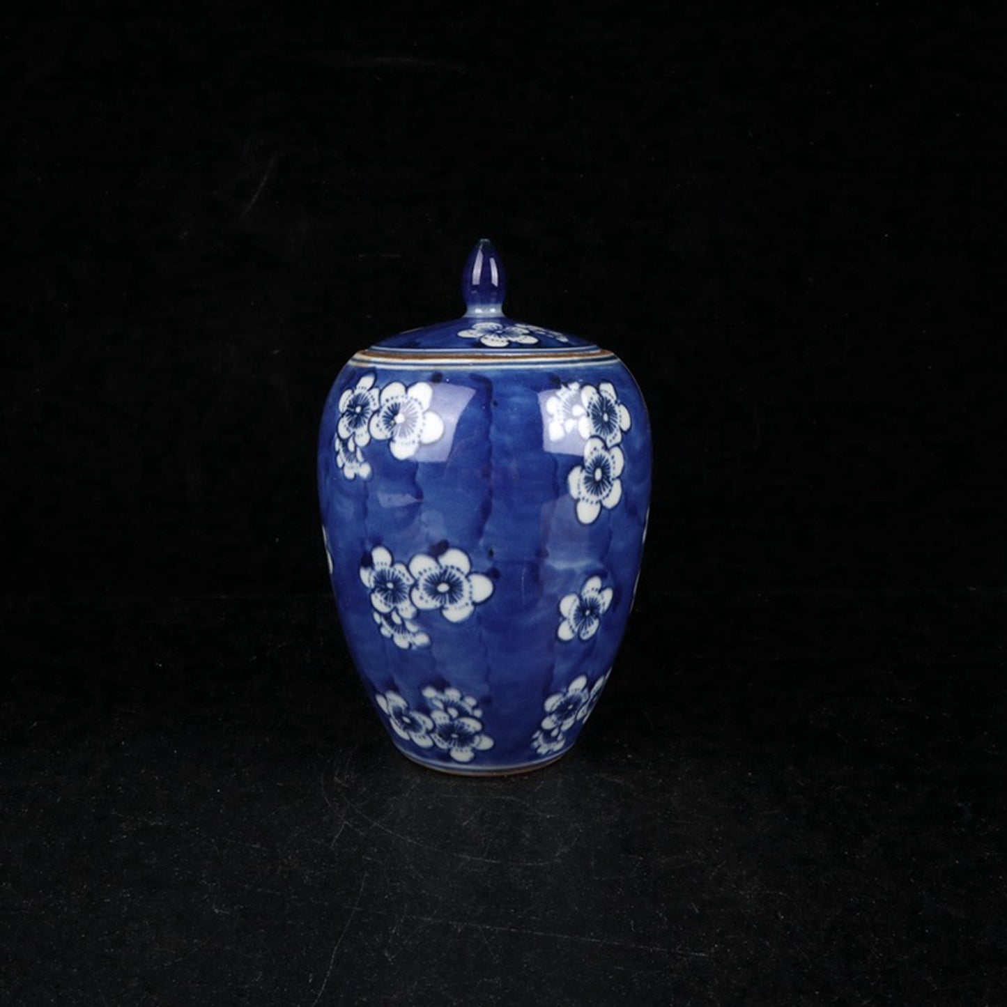 Blue and white ice plum patterned small winter melon jar