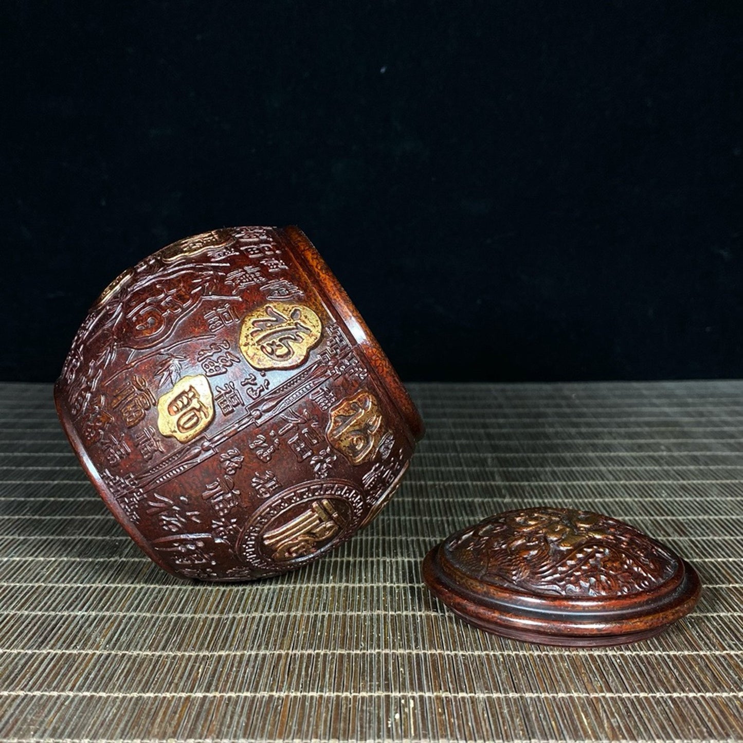 Purple Copper Gilded Gold Hundred Blessings Jar