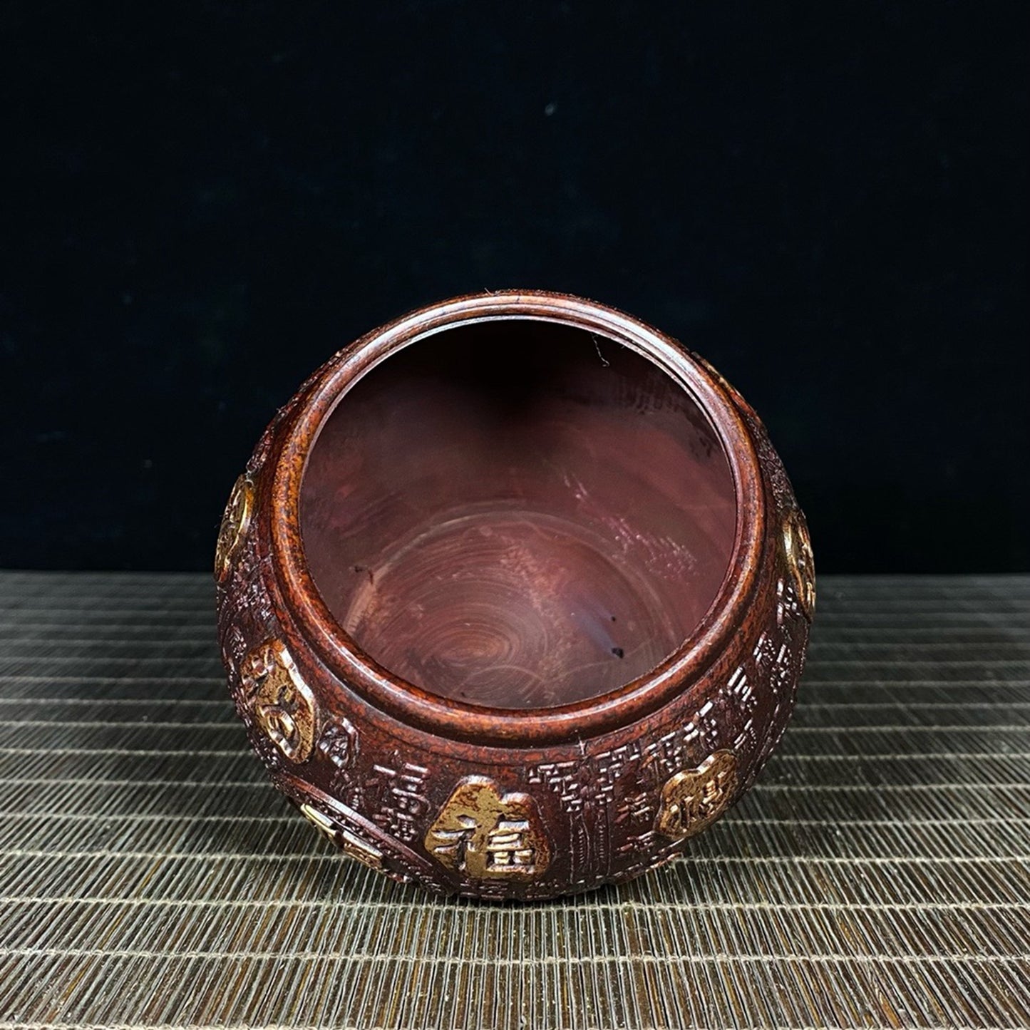 Purple Copper Gilded Gold Hundred Blessings Jar