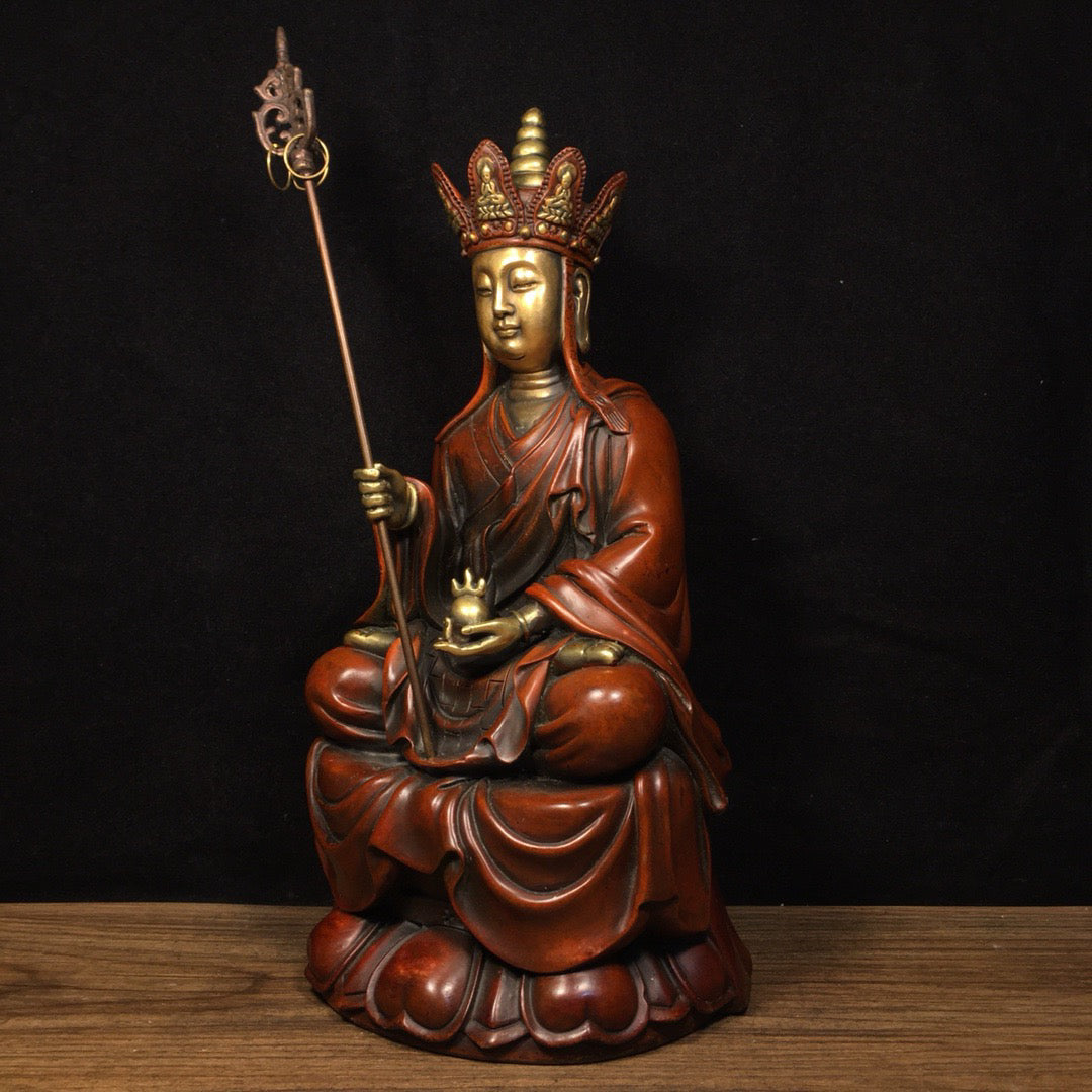 Chinese Antique Pure Copper Ksitigarbha Bodhisattva
