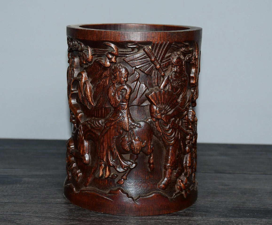 Bamboo carved pen holder ornaments