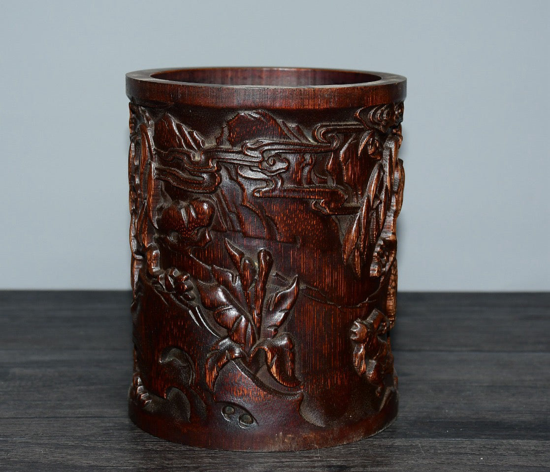 Bamboo carved pen holder ornaments