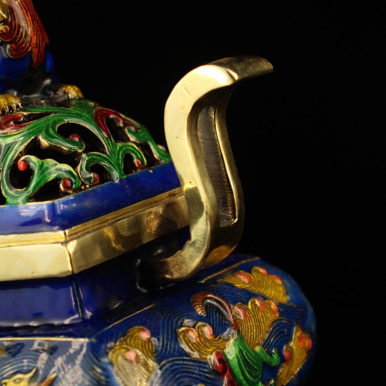 Chinese Antique Collection Pure Copper Inlaid Cloisonne Enamel Colored Incense Burner