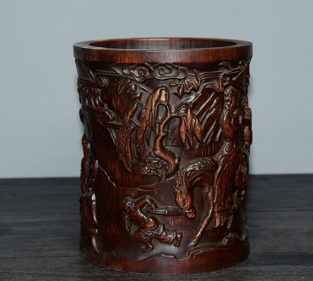 Bamboo carved pen holder ornaments