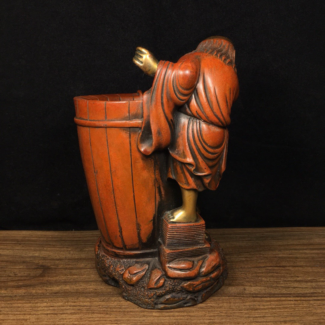 Chinese antique pure copper bangs and golden toad pen holder ornaments
