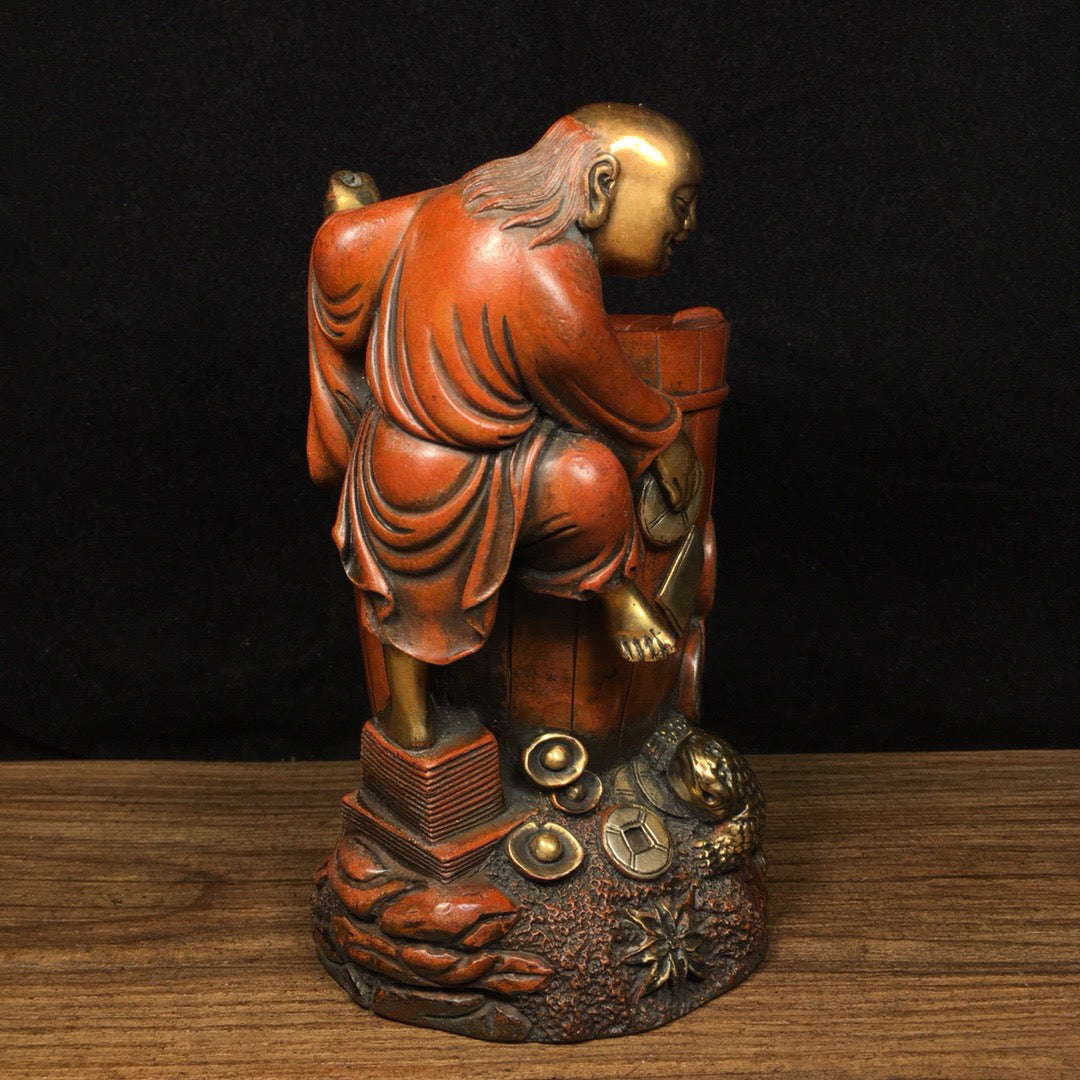 Chinese antique pure copper bangs and golden toad pen holder ornaments