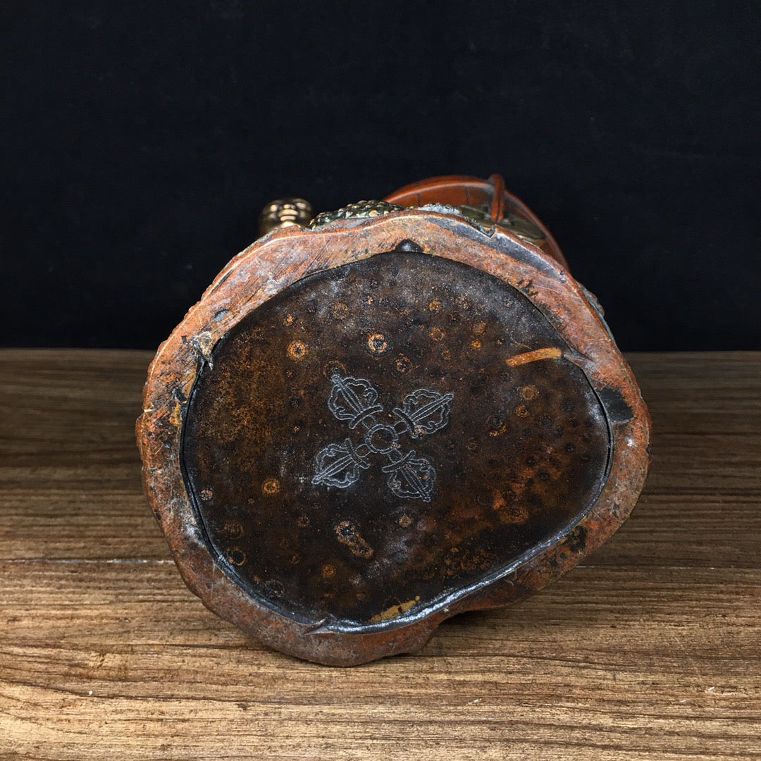 Chinese antique pure copper bangs and golden toad pen holder ornaments