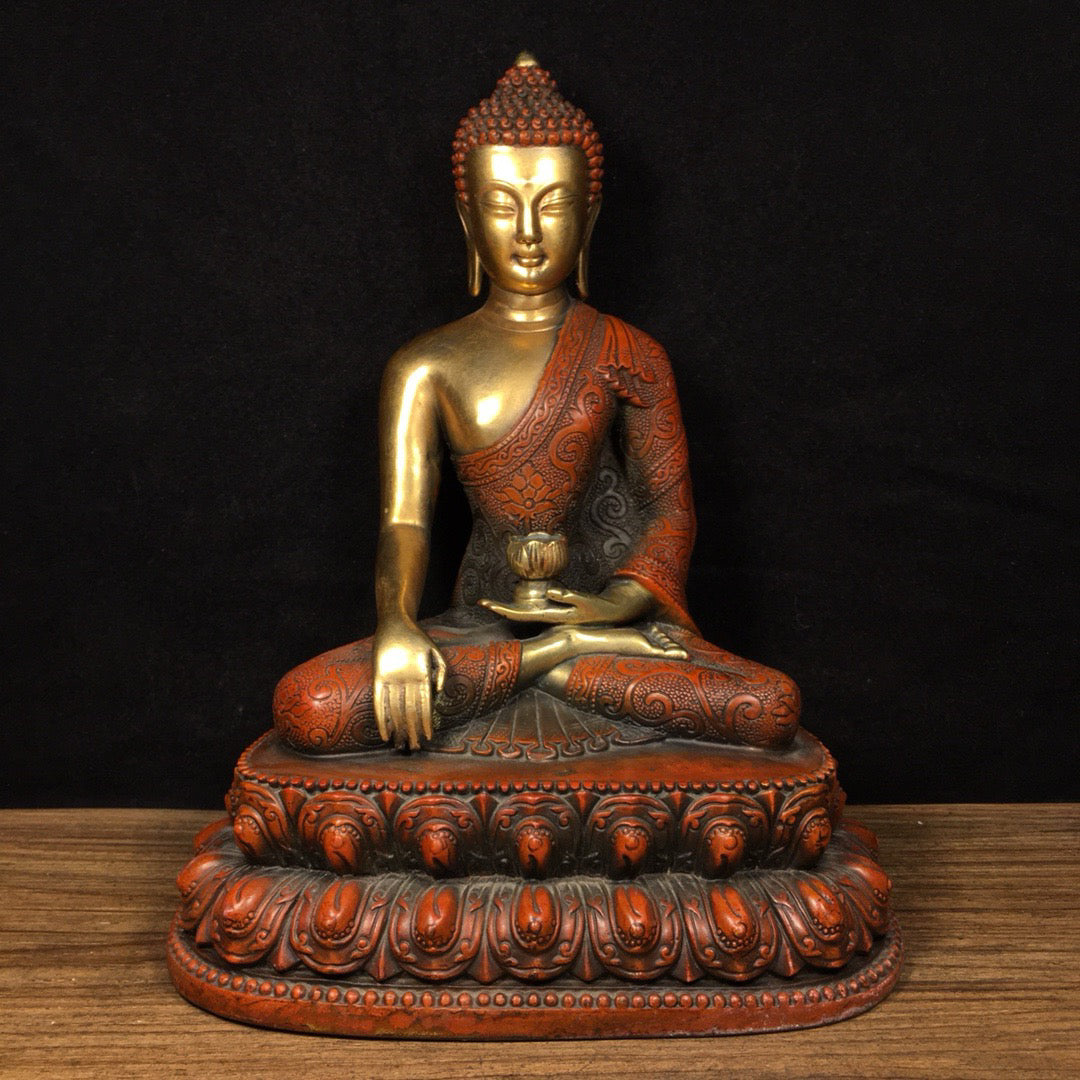 Chinese antique pure copper statue of Shakyamuni Buddha