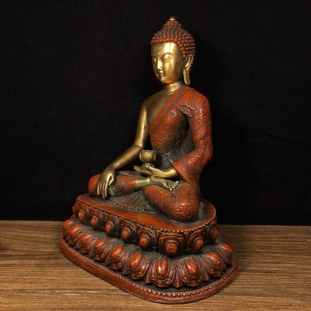 Chinese antique pure copper statue of Shakyamuni Buddha