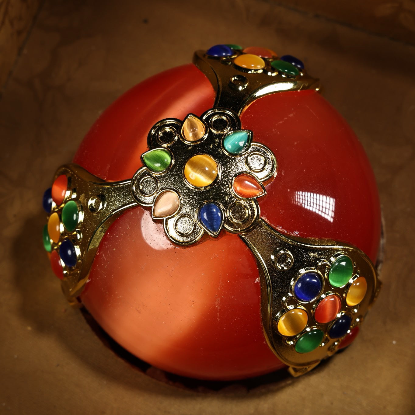 Chinese Antique Premium Cat's Eye Stone Inlaid Gem Ball
