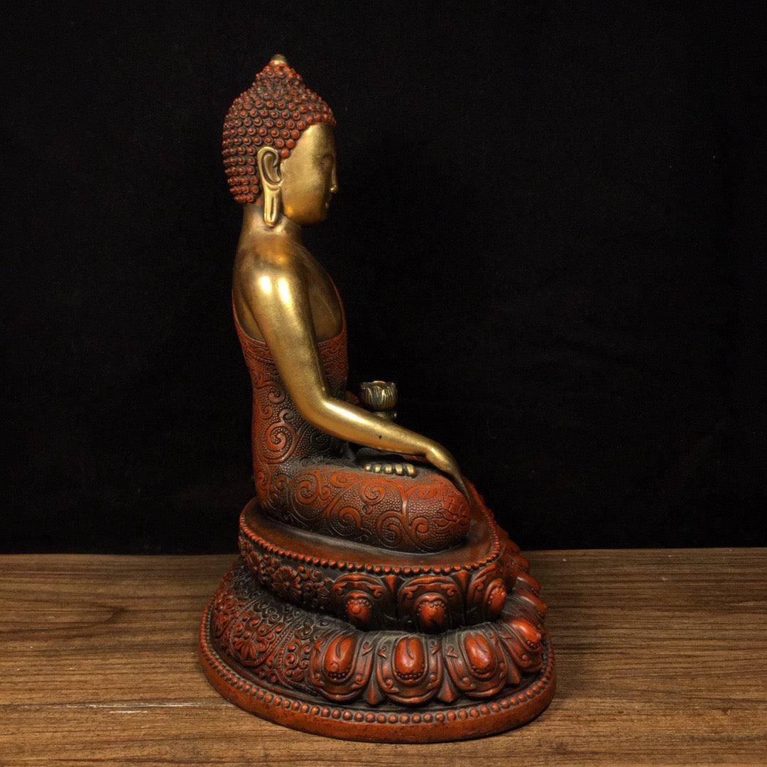 Chinese antique pure copper statue of Shakyamuni Buddha