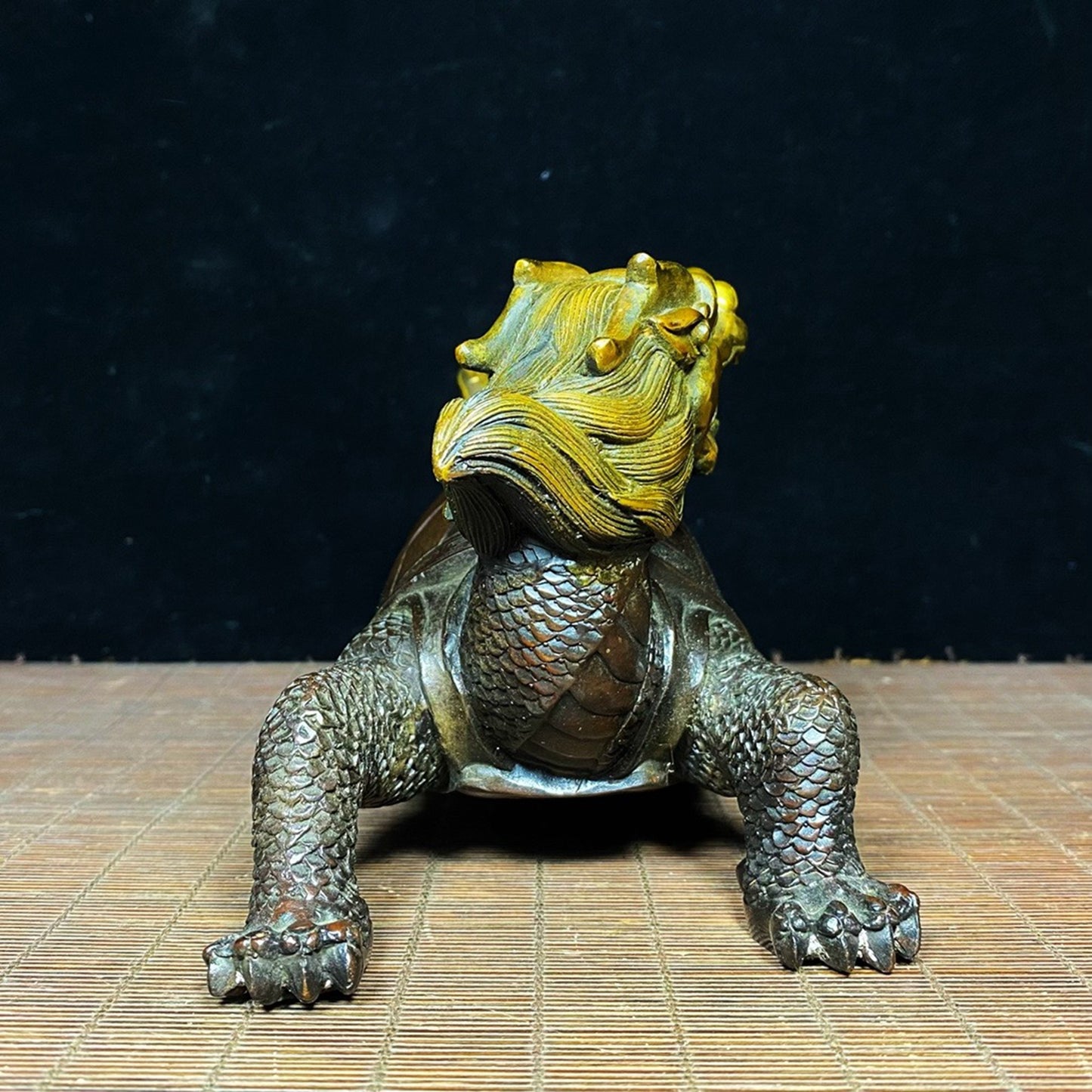 Pure Copper Gilded Gold Looking Back and Attracting Wealth Dragon Turtle