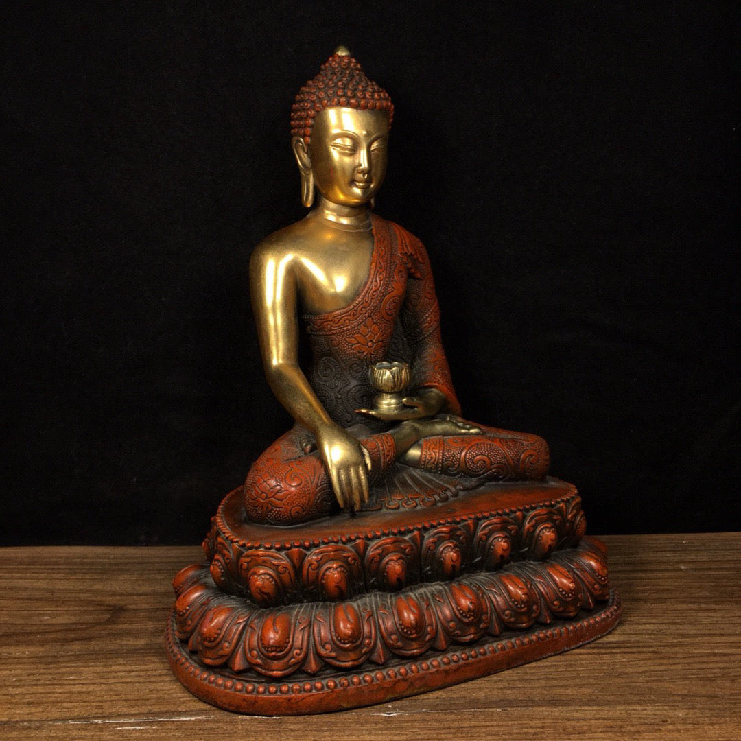 Chinese antique pure copper statue of Shakyamuni Buddha