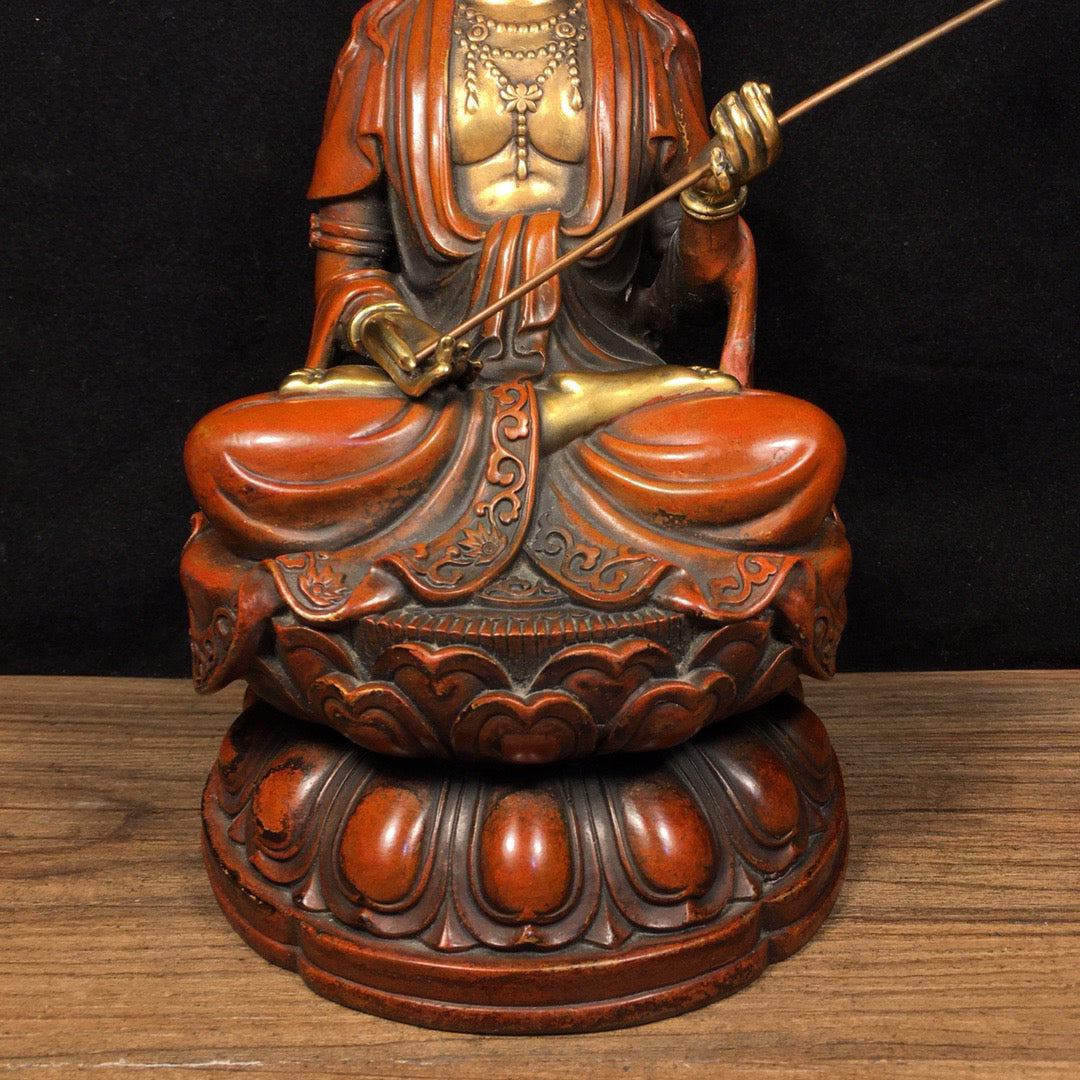 Chinese antique pure copper lotus Guanyin