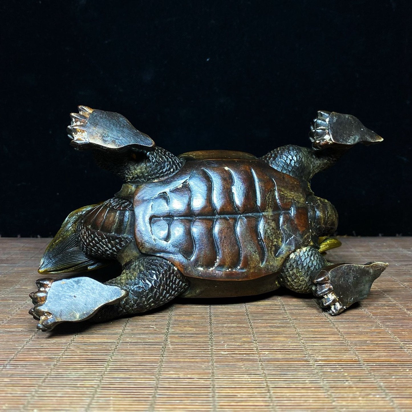 Pure Copper Gilded Gold Looking Back and Attracting Wealth Dragon Turtle