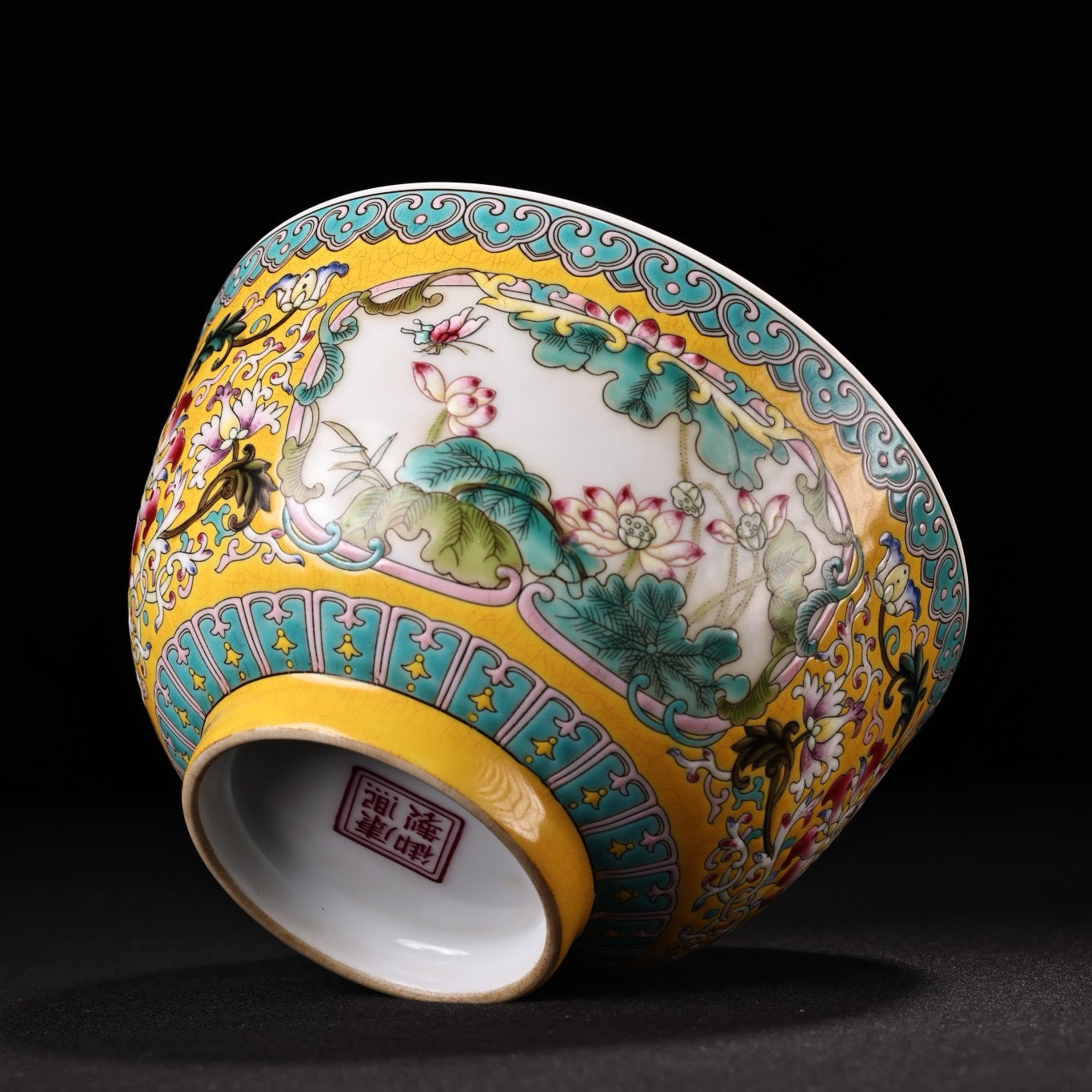 Chinese antique hand-painted pink enamel porcelain bowl