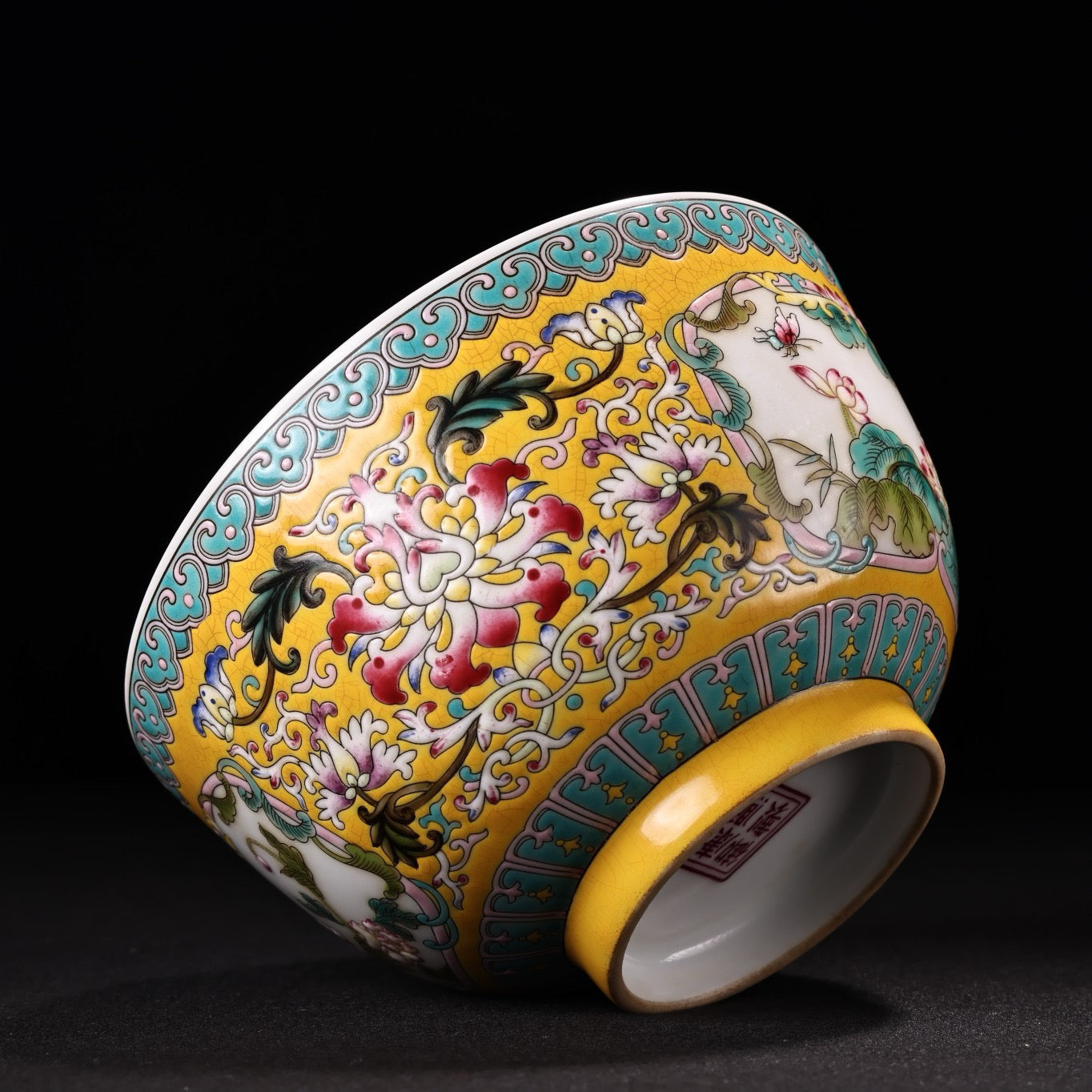 Chinese antique hand-painted pink enamel porcelain bowl