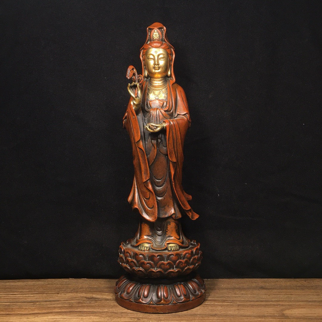 Chinese antique pure copper Guanyin Bodhisattva