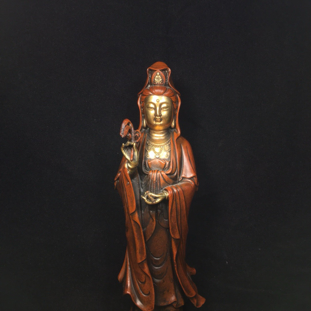Chinese antique pure copper Guanyin Bodhisattva