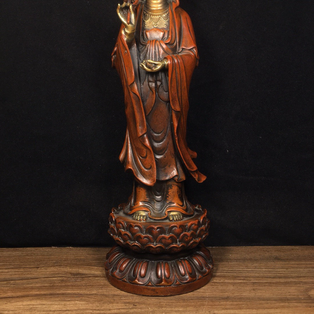 Chinese antique pure copper Guanyin Bodhisattva