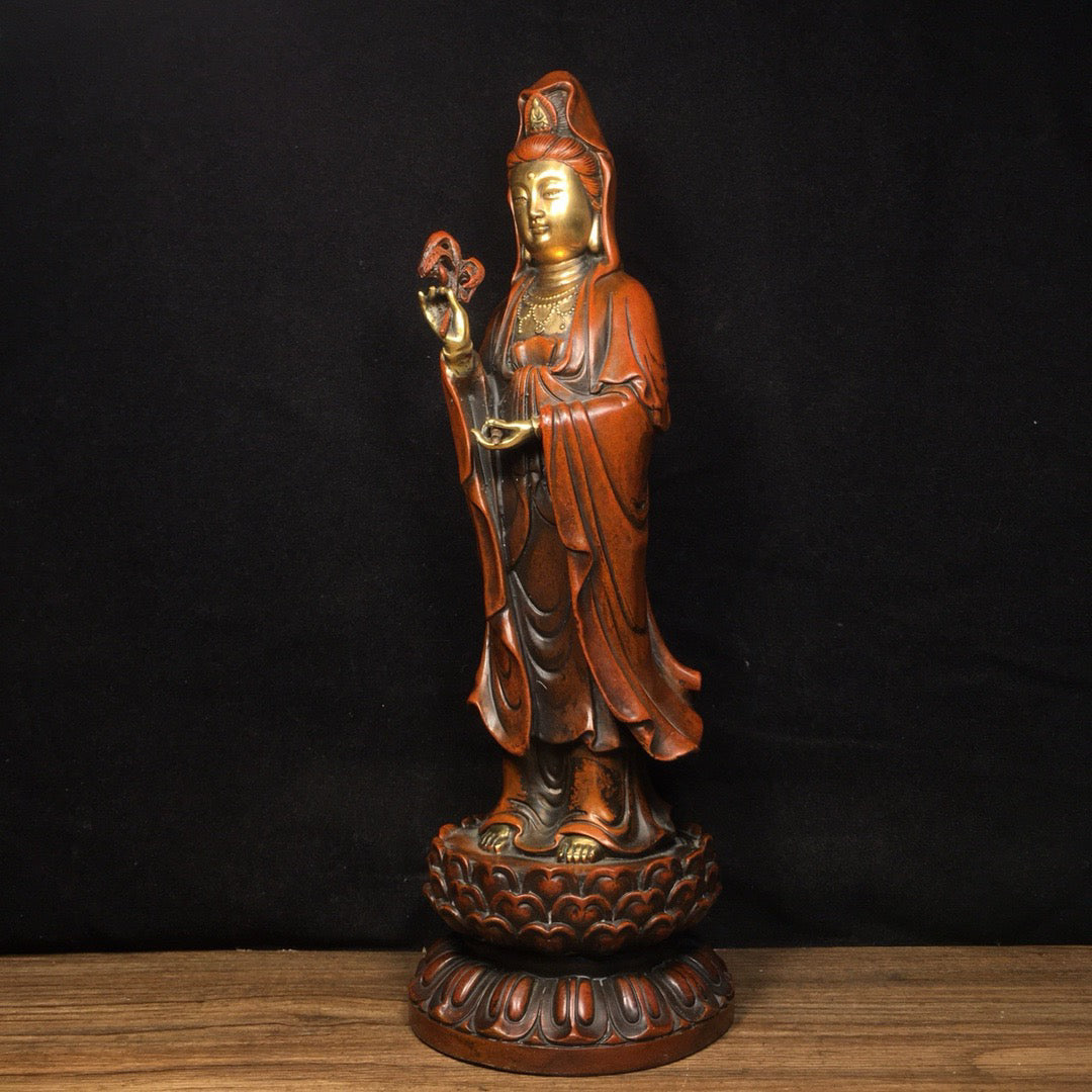 Chinese antique pure copper Guanyin Bodhisattva