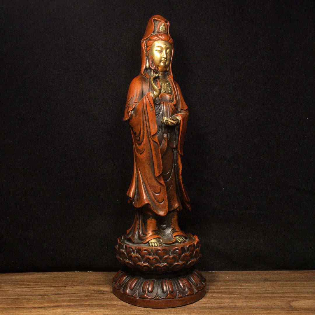 Chinese antique pure copper Guanyin Bodhisattva