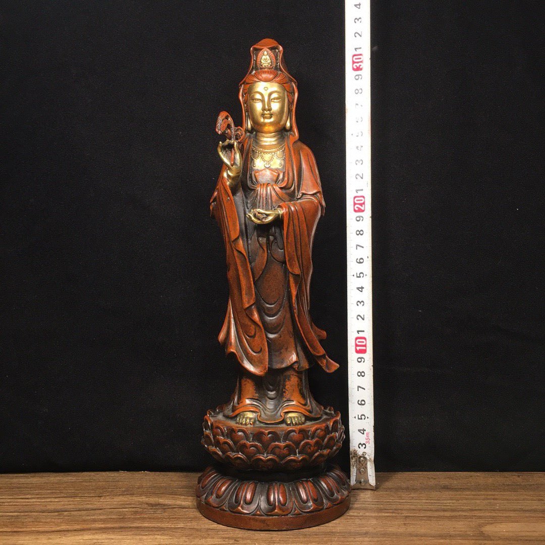 Chinese antique pure copper Guanyin Bodhisattva