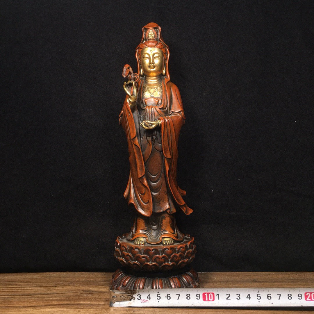 Chinese antique pure copper Guanyin Bodhisattva