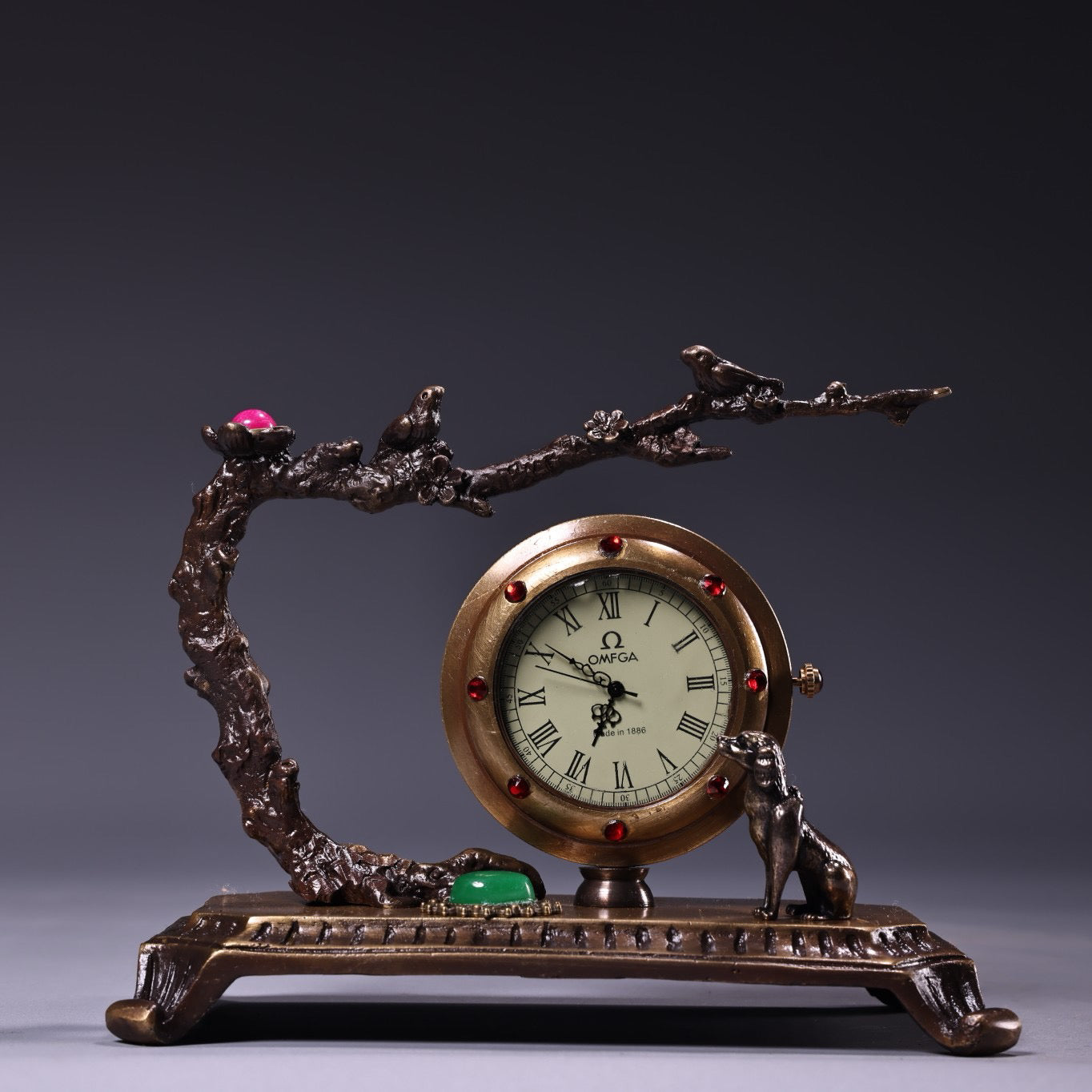 Chinese antique pure copper inlaid gemstone classical Western watches