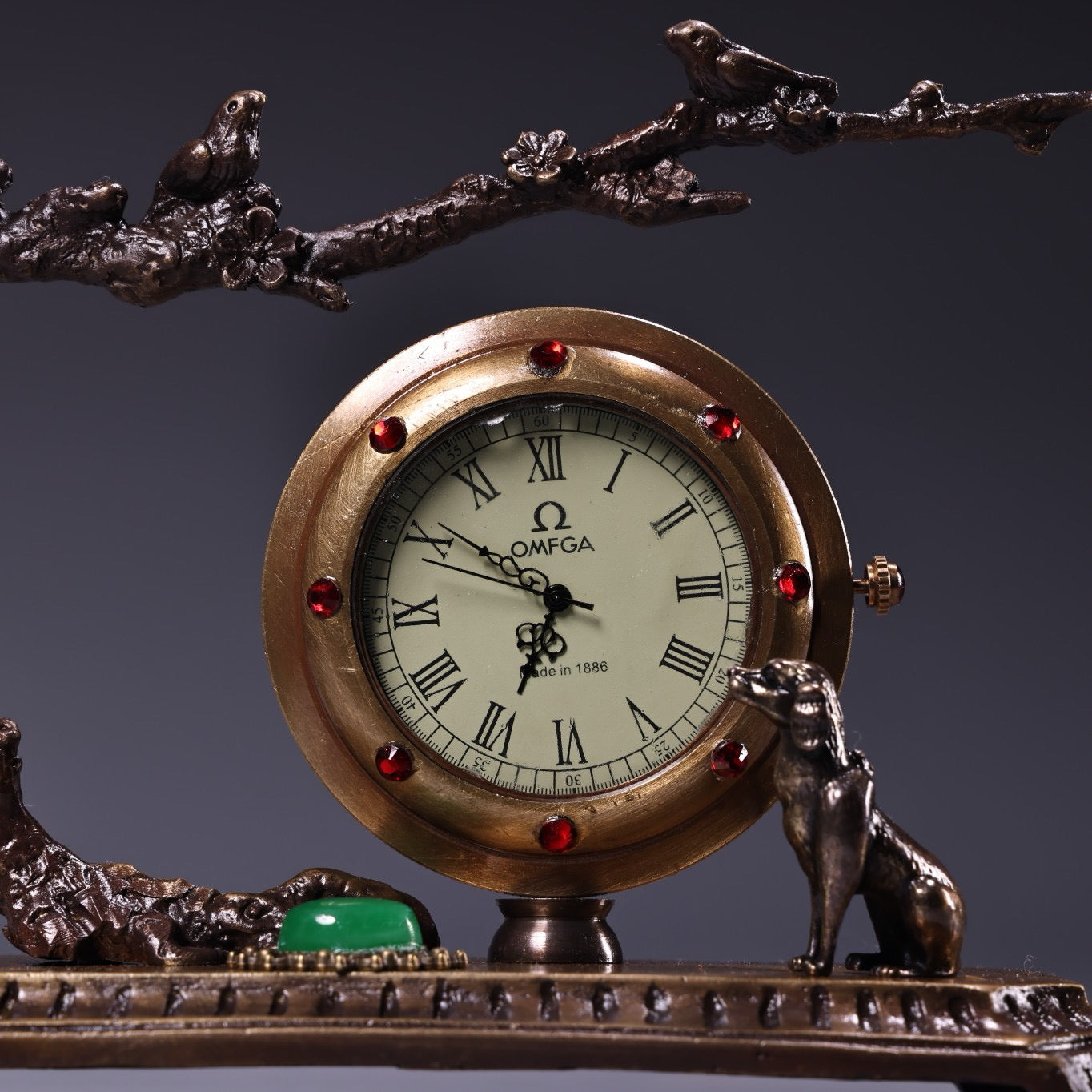 Chinese antique pure copper inlaid gemstone classical Western watches