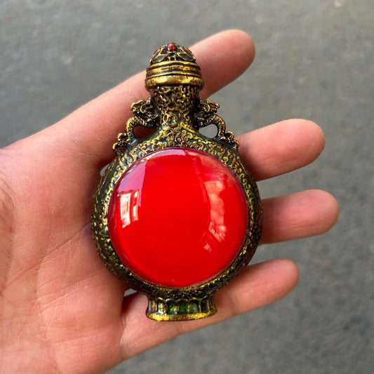 Chinese antique cloisonn é gemstone snuff bottle