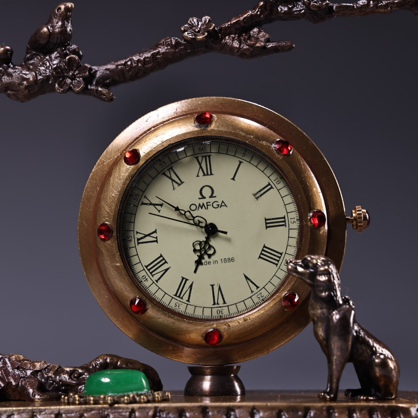 Chinese antique pure copper inlaid gemstone classical Western watches