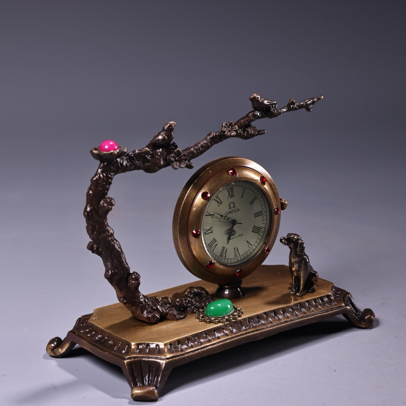 Chinese antique pure copper inlaid gemstone classical Western watches