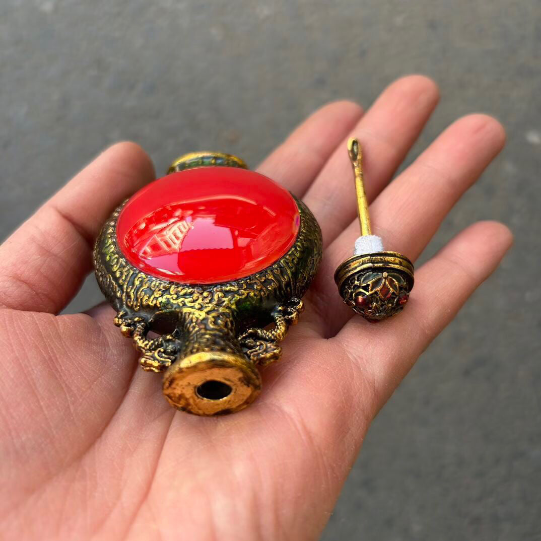 Chinese antique cloisonn é gemstone snuff bottle