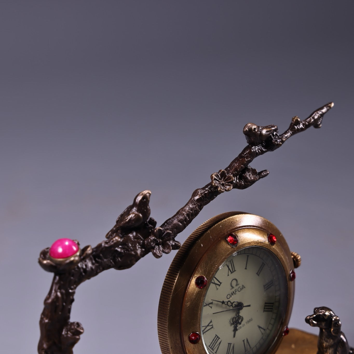 Chinese antique pure copper inlaid gemstone classical Western watches