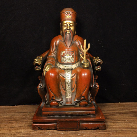 Chinese Antique Pure Copper Dragon Chair God of Wealth
