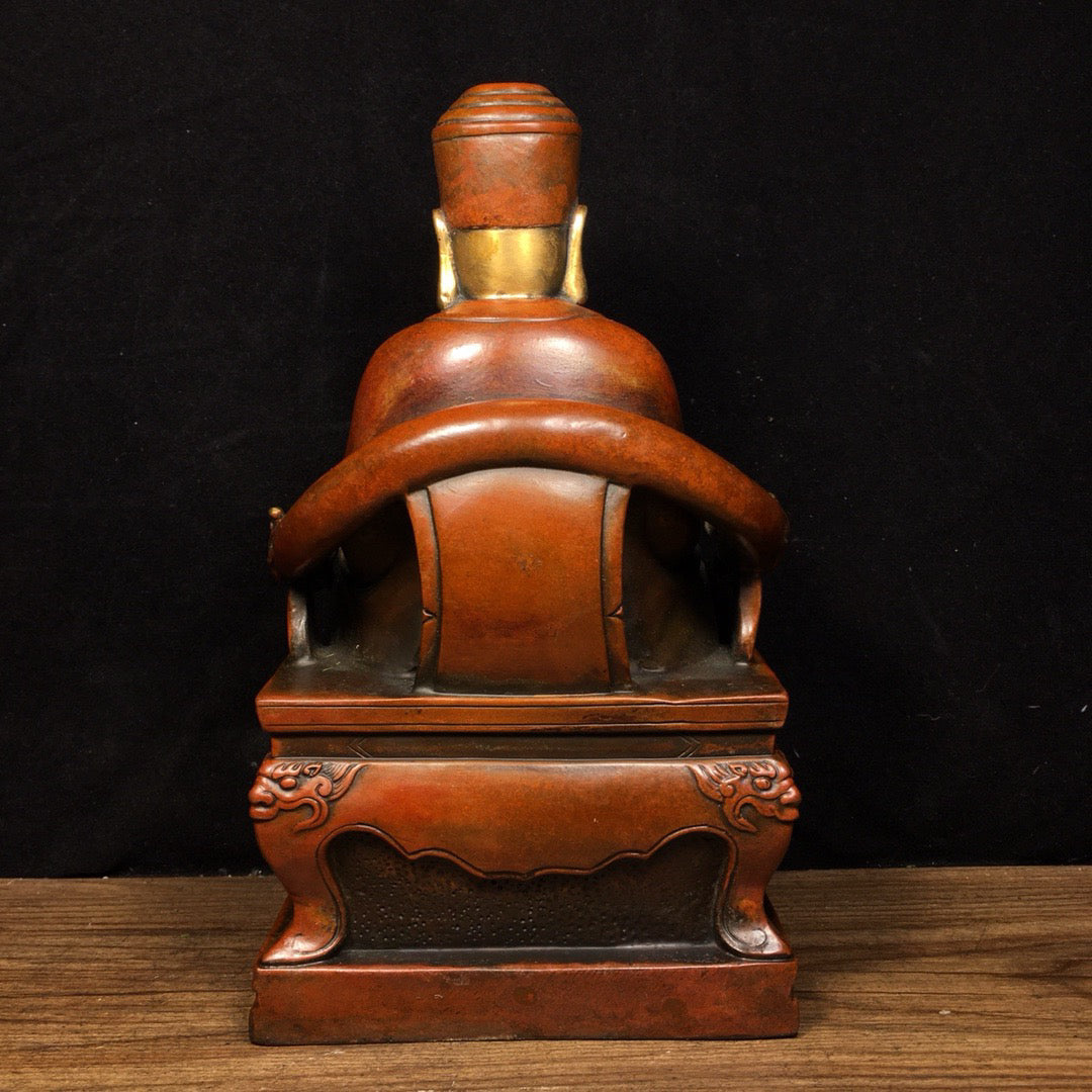 Chinese Antique Pure Copper Dragon Chair God of Wealth