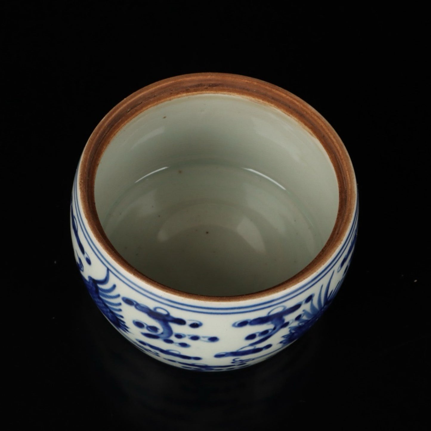 Blue and white fairy crane patterned cricket jar