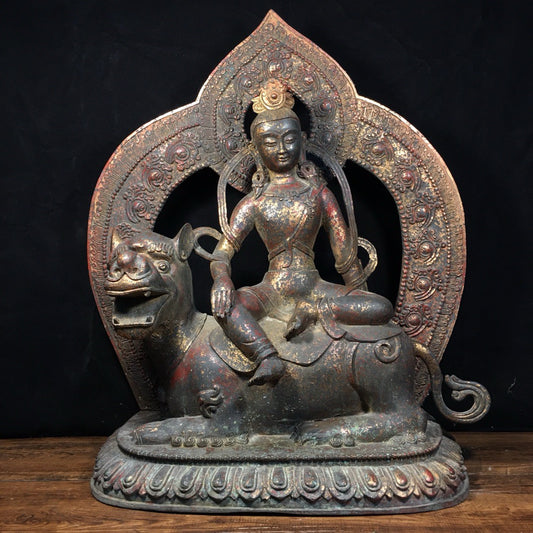Chinese antique pure copper statue of Manjushri Bodhisattva