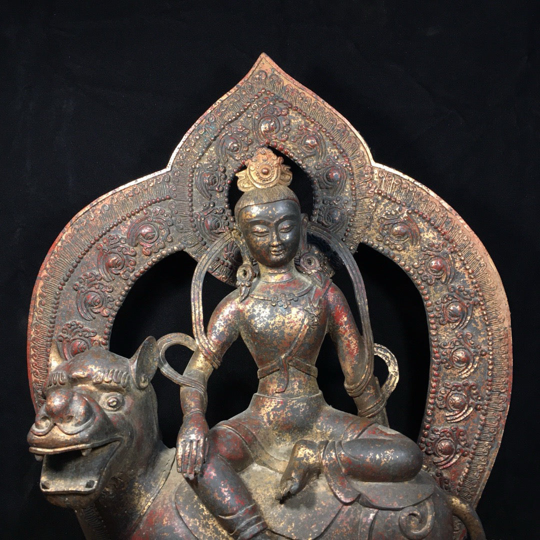 Chinese antique pure copper statue of Manjushri Bodhisattva
