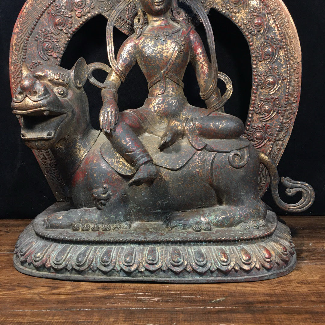 Chinese antique pure copper statue of Manjushri Bodhisattva