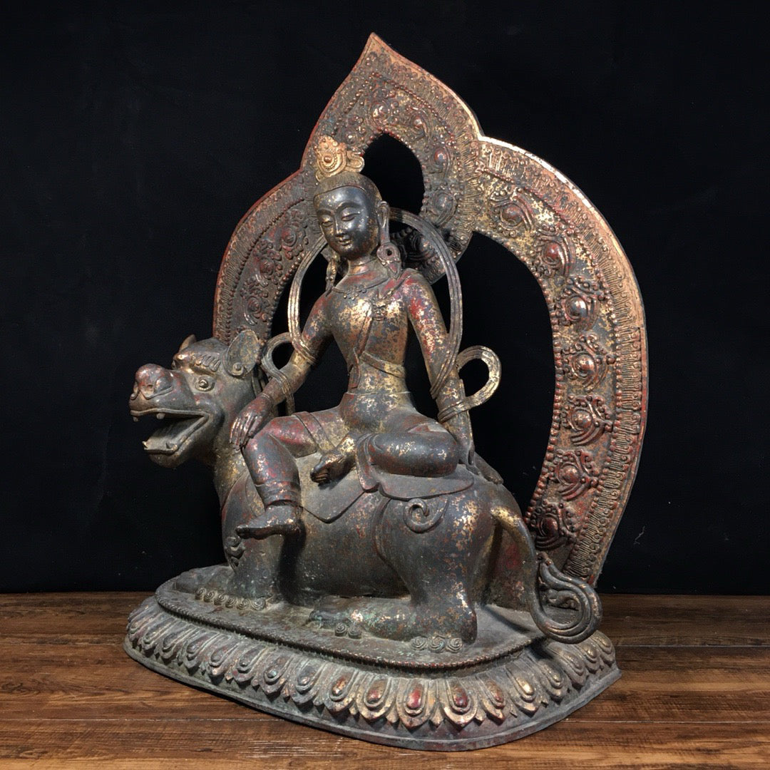 Chinese antique pure copper statue of Manjushri Bodhisattva