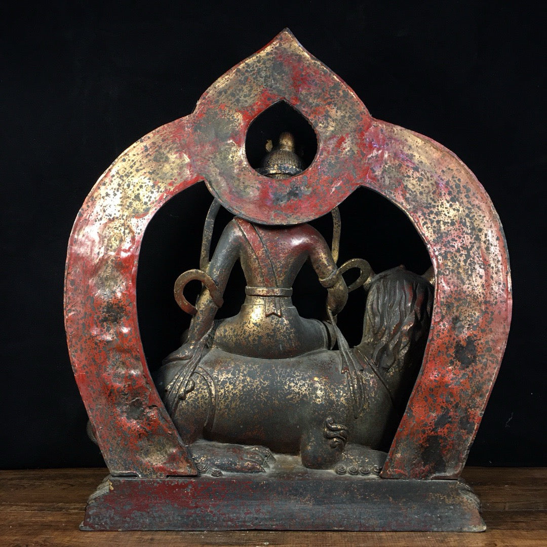 Chinese antique pure copper statue of Manjushri Bodhisattva