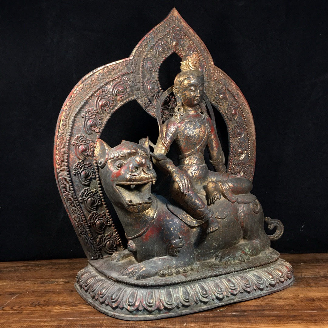 Chinese antique pure copper statue of Manjushri Bodhisattva