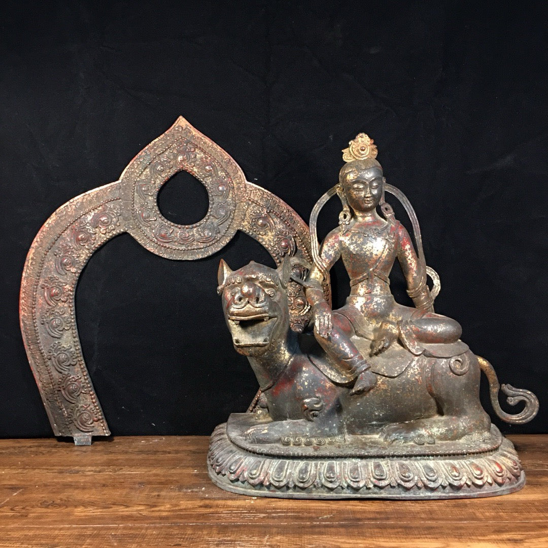 Chinese antique pure copper statue of Manjushri Bodhisattva