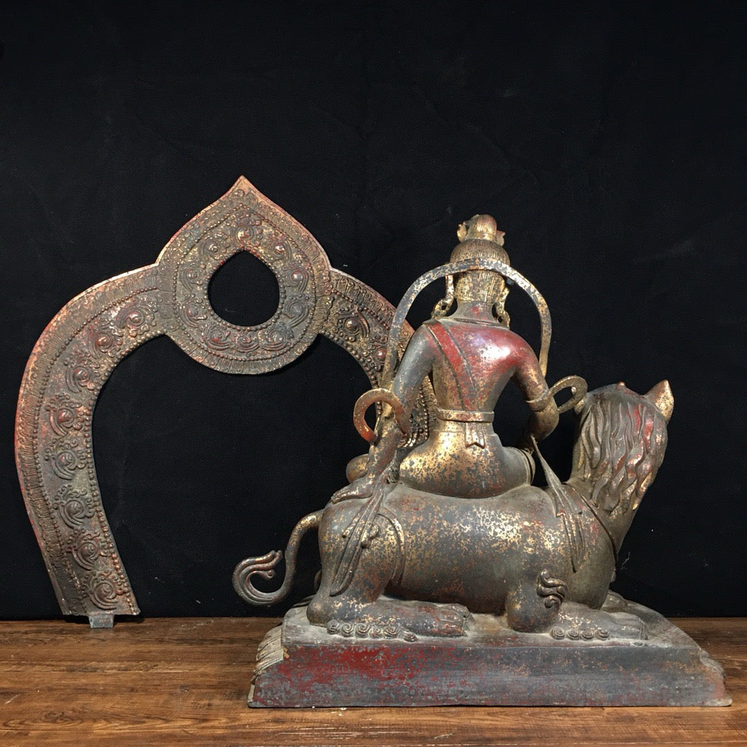 Chinese antique pure copper statue of Manjushri Bodhisattva