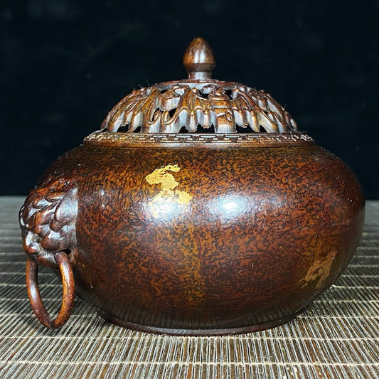 Pure Copper Five Blessings Cap Gold Beast Ring Ear Stove