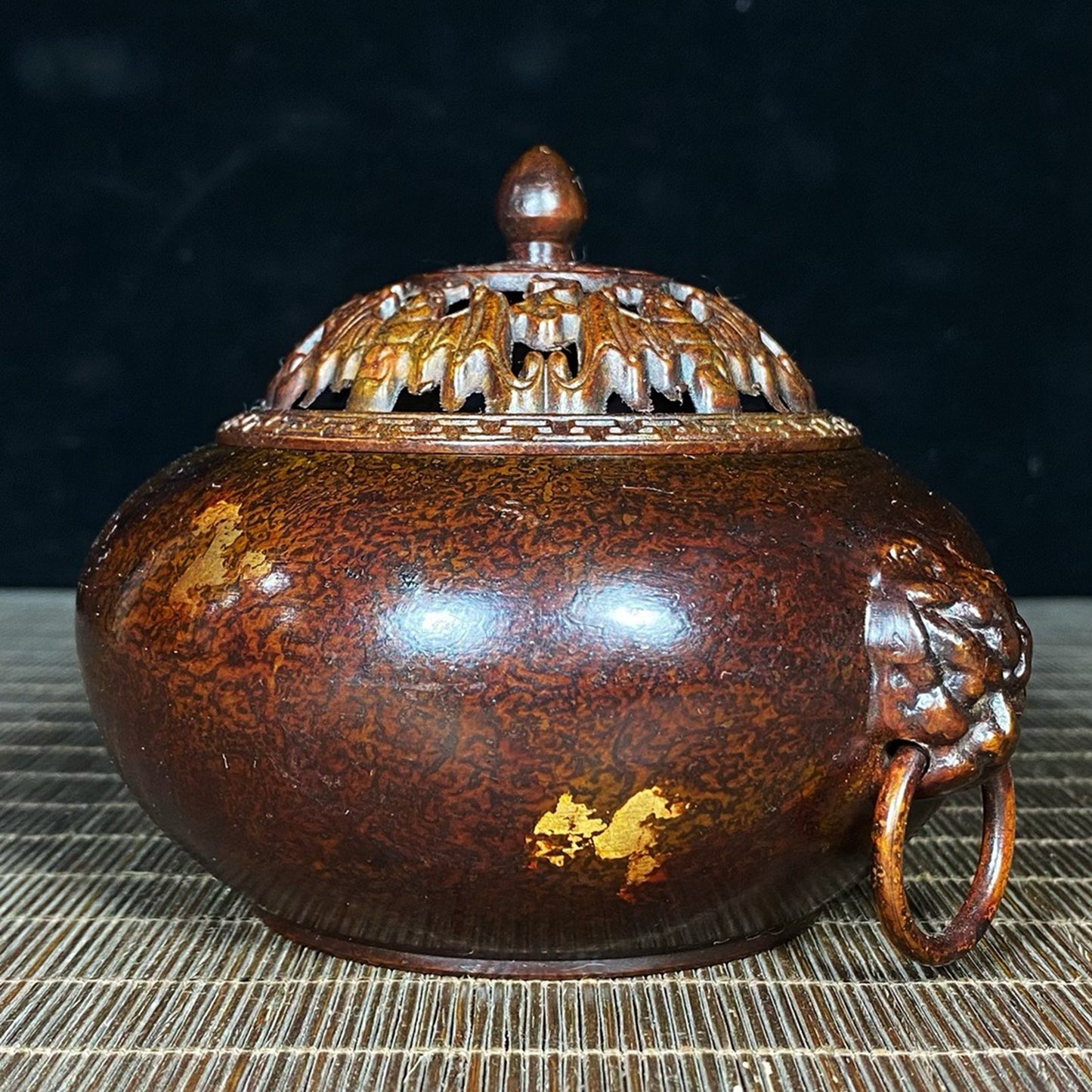 Pure Copper Five Blessings Cap Gold Beast Ring Ear Stove